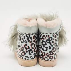 Sophia Webster Multicolor Fur and Leather Ankle Length Boots Size 37.5