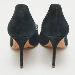 Pre Owned Sophia Webster Black Suede Scalloped Peep Toe Pumps Size 38