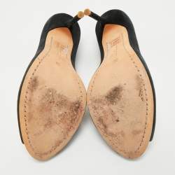 Pre Owned Sophia Webster Black Suede Scalloped Peep Toe Pumps Size 38