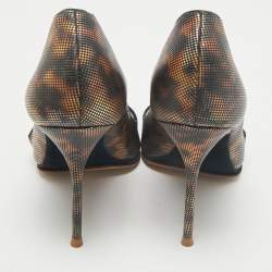 Pre Owned Sophia Webster Brown Printed Leather Izzy Pumps Size 37