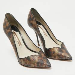 Pre Owned Sophia Webster Brown Printed Leather Izzy Pumps Size 37