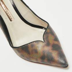 Pre Owned Sophia Webster Brown Printed Leather Izzy Pumps Size 37