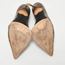 Pre Owned Sophia Webster Brown Printed Leather Izzy Pumps Size 37