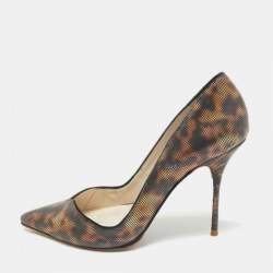 Pre Owned Sophia Webster Brown Printed Leather Izzy Pumps Size 37