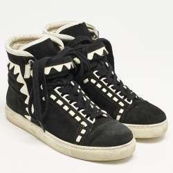 Sophia Webster Monochrome Suede and Patent Leather Riko High Top Sneakers Size 38