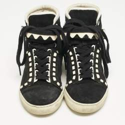 Sophia Webster Monochrome Suede and Patent Leather Riko High Top Sneakers Size 38