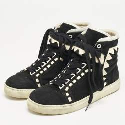 Sophia Webster Monochrome Suede and Patent Leather Riko High Top Sneakers Size 38