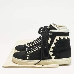 Sophia Webster Monochrome Suede and Patent Leather Riko High Top Sneakers Size 38