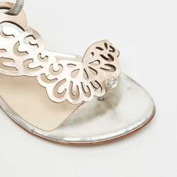 Pre Owned Sophia Webster Silver/Rose Gold Leather Seraphina Flat Sandals Size 39