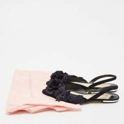 Sophia Webster Black Suede and Glitter Slingback Flats Size 39.5