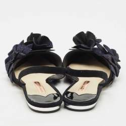 Sophia Webster Black Suede and Glitter Slingback Flats Size 39.5