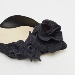 Sophia Webster Black Suede and Glitter Slingback Flats Size 39.5