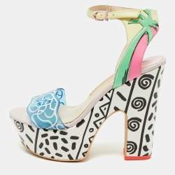 Sophia Webster Multicolor Leather And PVC Jade Malibu Platform Sandals Size 35