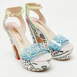 Sophia Webster Multicolor Leather And PVC Jade Malibu Platform Sandals Size 35