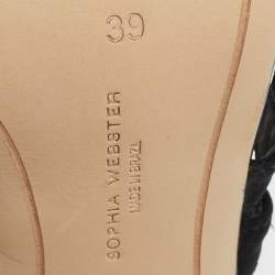 Sophia Webster Black Metallic Leather an Fabric Bonnie Ankle Strap Sandals Size 39