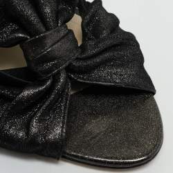 Sophia Webster Black Metallic Leather an Fabric Bonnie Ankle Strap Sandals Size 39