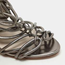Pre Owned Sophia Webster Metallic Leather Clementine Lace-Up Knee High Gladiator Sandals Size 36