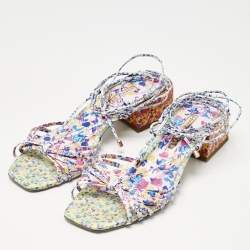 Pre Owned Sophia Webster Multicolor Leather Ankle Tie Flat Sandals Size 40