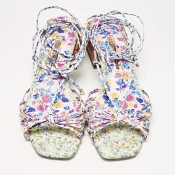 Pre Owned Sophia Webster Multicolor Leather Ankle Tie Flat Sandals Size 40