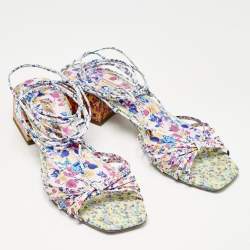 Pre Owned Sophia Webster Multicolor Leather Ankle Tie Flat Sandals Size 40