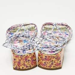 Pre Owned Sophia Webster Multicolor Leather Ankle Tie Flat Sandals Size 40