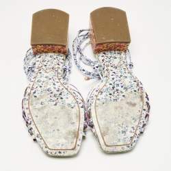 Pre Owned Sophia Webster Multicolor Leather Ankle Tie Flat Sandals Size 40