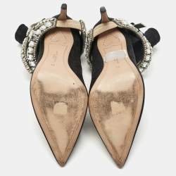 Pre Owned Sophia Webster Black Suede Stretch Crystal Embellished Ankle Boots Size 41