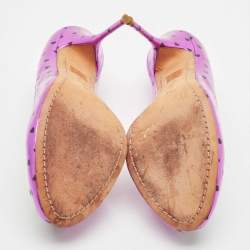 Pre Owned Sophia Webster Metallic Purple Heart Print Leather Loren Peep Toe Pumps Size 41