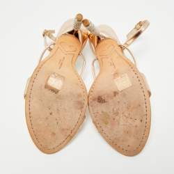 Pre Owned Sophia Webster Rose Gold Leather Rosalind Crystal Heel Ankle Strap Sandals Size 40