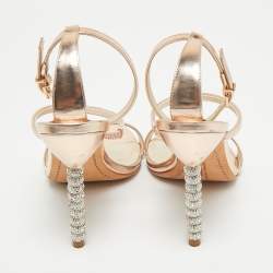 Pre Owned Sophia Webster Rose Gold Leather Rosalind Crystal Heel Ankle Strap Sandals Size 40