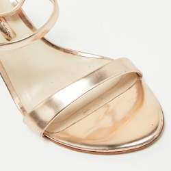 Pre Owned Sophia Webster Rose Gold Leather Rosalind Crystal Heel Ankle Strap Sandals Size 40