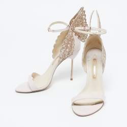 Pre Owned Sophia Webster Light/Gold Pink Glitter and Leather Heavenly Ankle Strap Sandals Size 40