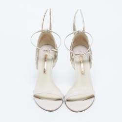 Pre Owned Sophia Webster Light/Gold Pink Glitter and Leather Heavenly Ankle Strap Sandals Size 40