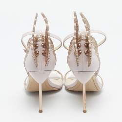 Pre Owned Sophia Webster Light/Gold Pink Glitter and Leather Heavenly Ankle Strap Sandals Size 40