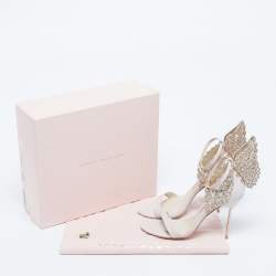 Pre Owned Sophia Webster Light/Gold Pink Glitter and Leather Heavenly Ankle Strap Sandals Size 40
