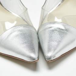 Pre Owned Sophia Webster Silver/Pink Leather and  PVC Daria Pointed Toe Pumps Size 38.5