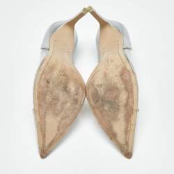 Pre Owned Sophia Webster Silver/Pink Leather and  PVC Daria Pointed Toe Pumps Size 38.5