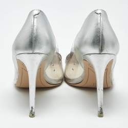 Pre Owned Sophia Webster Silver/Pink Leather and  PVC Daria Pointed Toe Pumps Size 38.5