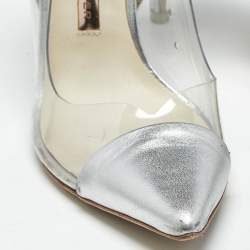 Pre Owned Sophia Webster Silver/Pink Leather and  PVC Daria Pointed Toe Pumps Size 38.5