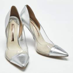 Pre Owned Sophia Webster Silver/Pink Leather and  PVC Daria Pointed Toe Pumps Size 38.5