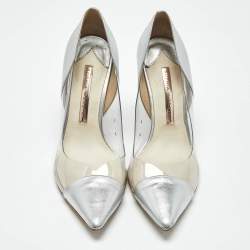 Pre Owned Sophia Webster Silver/Pink Leather and  PVC Daria Pointed Toe Pumps Size 38.5