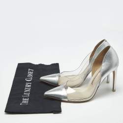 Pre Owned Sophia Webster Silver/Pink Leather and  PVC Daria Pointed Toe Pumps Size 38.5