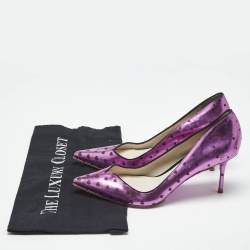 Pre Owned Sophia Webster Purple Heart Print Leather Loren Peep Toe Pumps Size 37