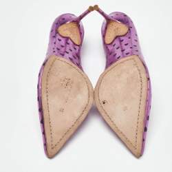 Pre Owned Sophia Webster Purple Heart Print Leather Loren Peep Toe Pumps Size 37