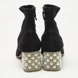 Pre Owned Sophia Webster Black Suede Felicity Mid Ankle Length Boots Size 40