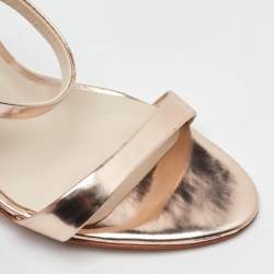 Pre Owned Sophia Webster Metallic Rose Gold Leather Rosalind Crystal Heel Ankle Strap Sandals Size 38