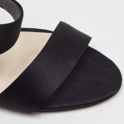 Pre Owned Sophia Webster Black Satin Crystal Embellished Heel Slide Sandals Size 38