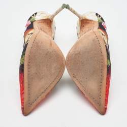 Pre Owned Sophia Webster For J.Crew Multicolor Floral Print Fabric Pointed Toe Pumps Size 38