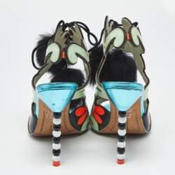 Pre Owned Sophia Webster Multicolor Leather Riko Cutout Ankle Cuff Sandals Size 39