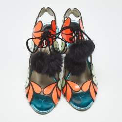 Pre Owned Sophia Webster Multicolor Leather Riko Cutout Ankle Cuff Sandals Size 39